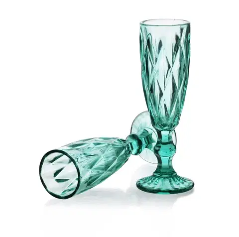 Súprava 6 ks pohárov ELISE 180 ml číra/tyrkysová