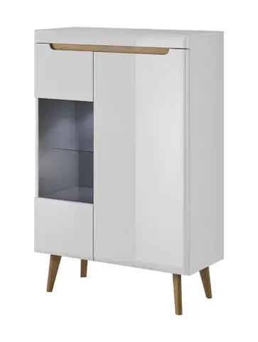 Vitrína Nordi 90 cm biela/dub Riviéra