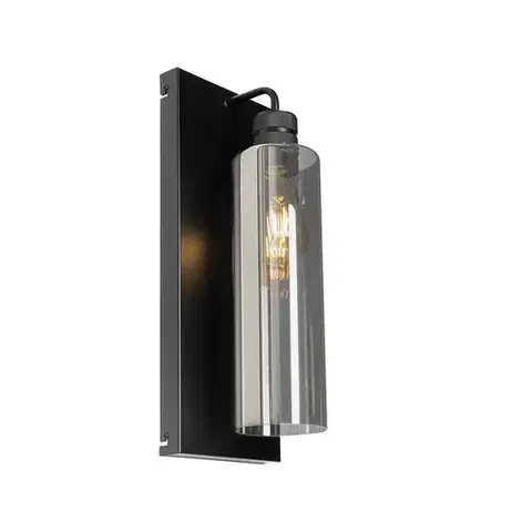 Moderná nástenná lampa čierna s dymovým sklom - Stavelot