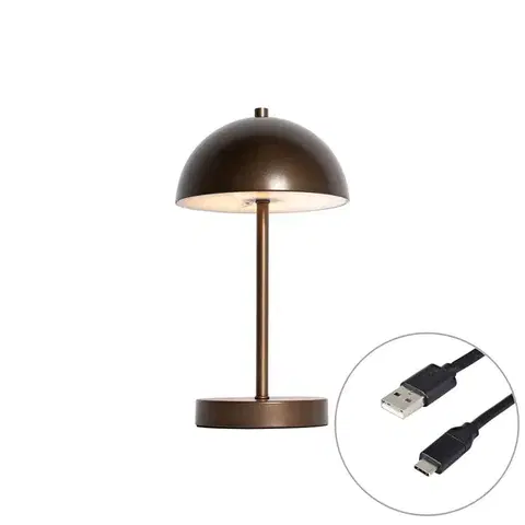 Vonkajšia stolná lampa tmavý bronz nabíjateľná vrátane LED 3-stupňové stmievanie - Keira
