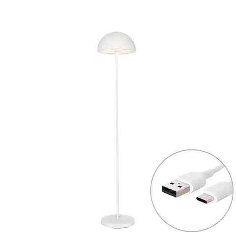 Vonkajšia stojaca lampa biela nabíjateľná 3-stupňovo stmievateľná - Keira