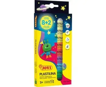 JOVI plastelína Glow 10x15g ( 8 základných farieb + 2 svietiace v tme)