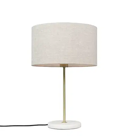 Stolná lampa mosadz s sivým tienidlom 35 cm - Kaso
