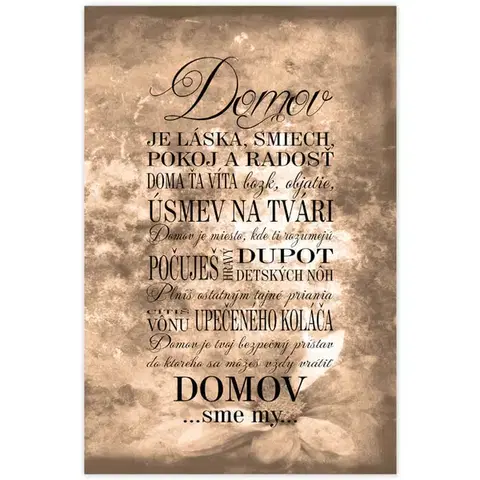 Obraz s textom v ráme - Domov sme my, Hnedá slnečnica