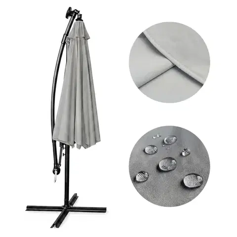 Záhradný slnečník MILIN s LED osvetlením 300 cm svetlosivý