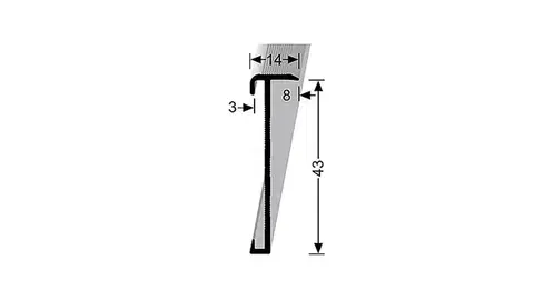 Schodový profil 14 x 43 mm pre krytiny do 3 mm (skrutkovací) | Küberit 845 Im. nerezu F2