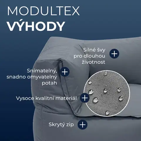 Textilná modulová 3-miestna lavica MODULTEX (sivá) bez náplne