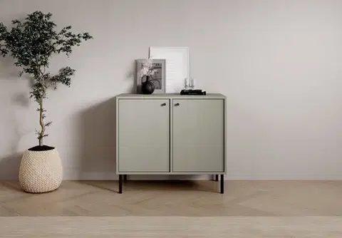 Komoda Tilina 2D 84 cm eukalyptus/čierna
