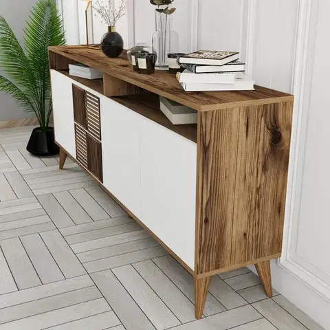 Konzolový stolík Milan - Walnut, White