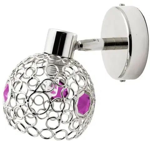 Nástenná lampa chróm + fialová bodová lampa Aron