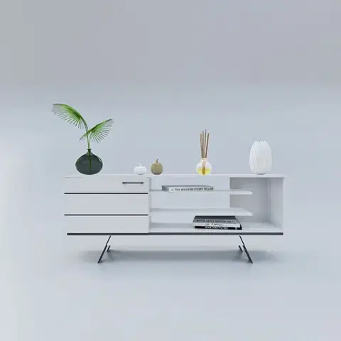 KAROLINE televízny stolík, biely
