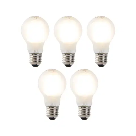 Sada 5 LED žiaroviek E27 Filament A60 matné sklo 4W 450lm 2700K
