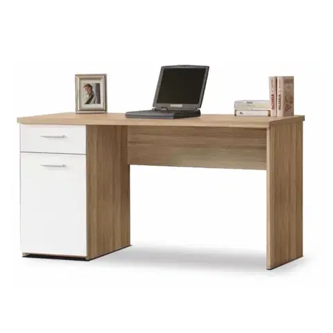 KONDELA Egon pc stolík dub sonoma / biela