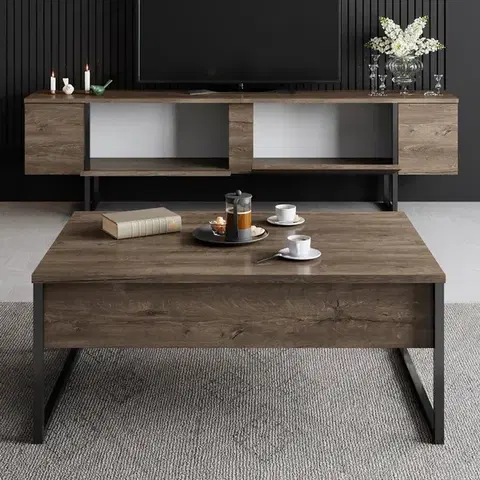 TV stolík Luxe - Walnut, Black