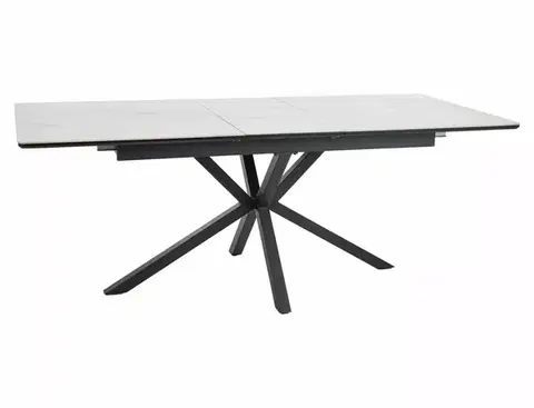 Rozkladací jedálenský stôl Logan 160/200 cm keramika biely mramor/čierny