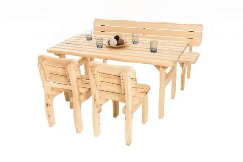 DEOKORK Masívne záhradná zostava z borovice VIKING 1+2+1 (40 mm) - rôzne dĺžky 180 cm
