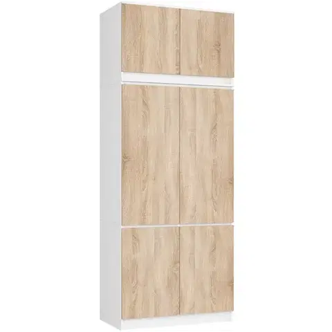 Šatníková skriňa s nadstavcom Star 02 90 cm biela/dub Sonoma