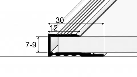 Ukončovací profil 12 mm pre krytiny od 7 do 9 mm (nevŕtaný) Inox E71