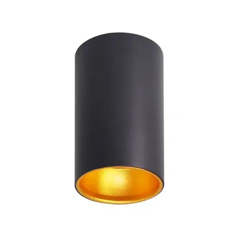 STROPNÉ SVIETIDLÁ TUBA ČIERNA 1X15W GU10 REFLEXNÉ ZLATÉ STR. 7 cm