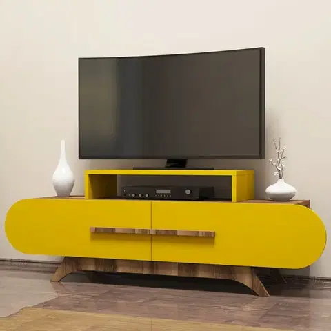 TV stolík Rose - Walnut, Yellow