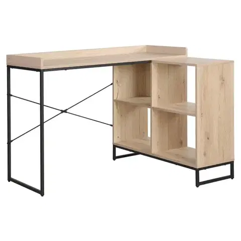 KONDELA Ulostol rohový pc stolík dub / čierna