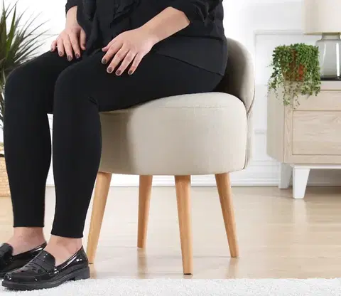 Dizajnový taburet CORVILE krémový