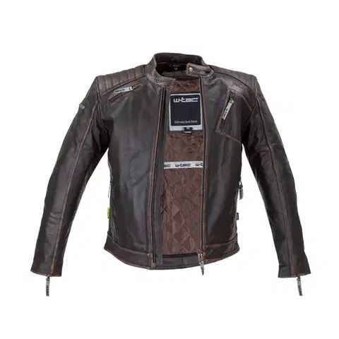 Kožená moto bunda W-TEC Embracer Farba Vintage Dark Brown, Veľkosť M