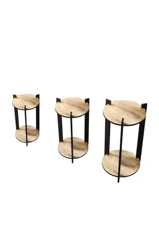 Wooden Plant Stand Flower Desk Round - Oak