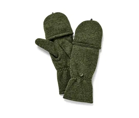 Odklápacie palčiaky z pleteného flaušu, kaki