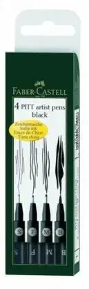 Popisovač Faber-Castell Pitt Artist Pen S, F, M, B, čierne 4 ks