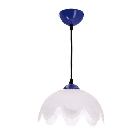 Závesná lampa COLORI chrpa modrá 1x60W E27 s bielym tienidlom, moderné svietidlo do obývačky, spálne, kuchyne, jedálne a interiéru domácnosti.