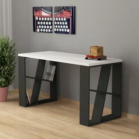 Písací stôl Honey - White, Anthracite