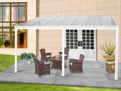 Hliníková pergola 4,35x3 m WALL 43 biela Lanitplast