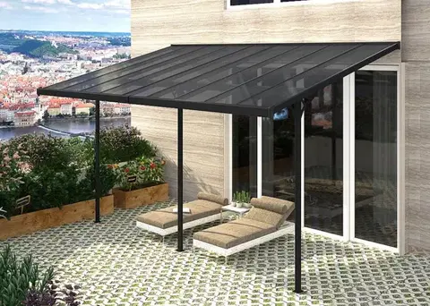 Pergola 618 x 305 cm (čierná+šedý polykarbonát)