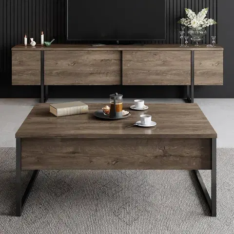 Konferenčný stolík Luxe - Walnut, Black