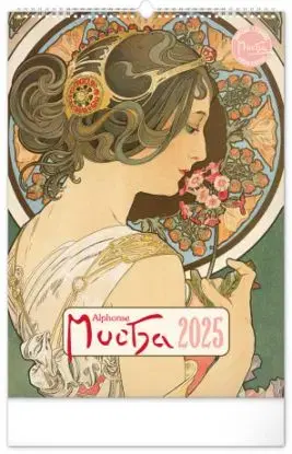 Nástenný kalendár Alfons Mucha 2025, 33 × 46 cm