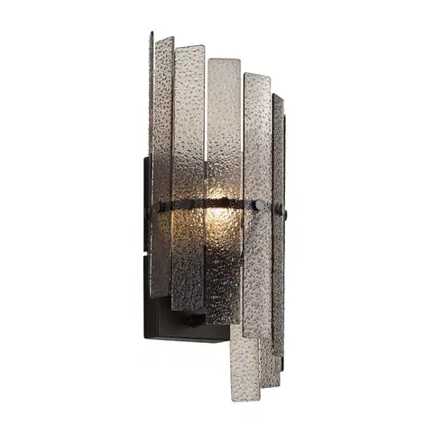 Dizajnová nástenná lampa čierna s dymovým sklom - Versailles