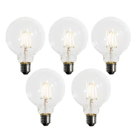 Sada 5 ks Stmievateľná LED žiarovka E27 G95 5W 450lm 2200K