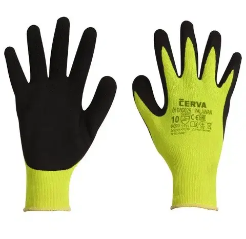 Kinekus Pracovné rukavice polomáčané, latex, reflexné PALAWAN, žlté/oranžové č.10