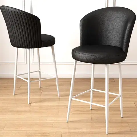 Bar Stool Set (2 Pieces) Uras - Black, White