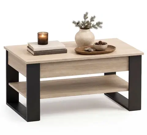 Konferenčný stolík s výsuvnou doskou Denver 92 cm dub Sonoma/čierny