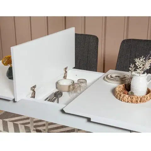Jedálenský set s rozkladacím stolom a stoličkami (5 kusov) Vina 1053 - 4 - Anthracite, White