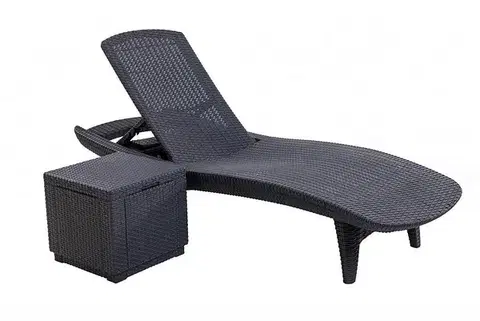 DEOKORK Záhradné ratanové lehátko WAVE PLUS (antracit)