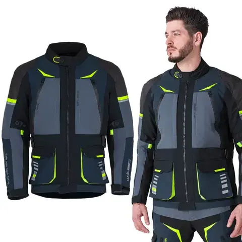 W-TEC Modock bunda čierno-modro-fluo žltá - 3XL
