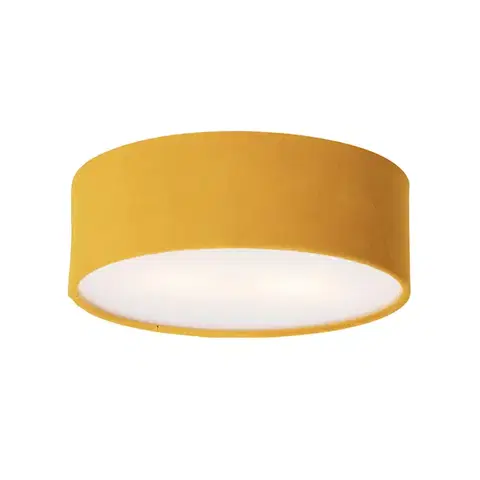 Moderné stropné svietidlo žlté so zlatým vnútrom 30 cm - Drum