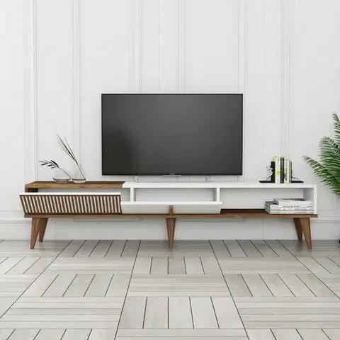 TV stolík Milan Alt - Walnut, White
