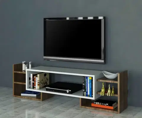 TV skrinka / Obývacia stena Sema - White, Walnut