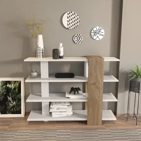 Knižnica Nur - White, Walnut