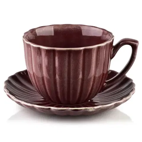 Šálka s podšálkou EVIE 300 ml burgundy