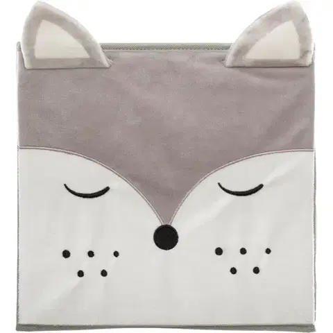 Textilný box na hračky Lis sivý